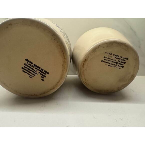 Vintage Marshall Texas Casey Pottery Wild Flowers Blue Sponge Canisters Set of 2 - Picture 8 of 9